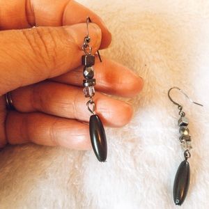 Gray drop earrings